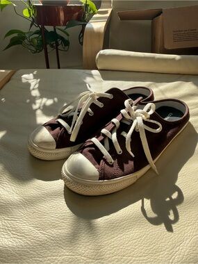 Converse All Star Chocolate Brown Slip-On Mule Sneakers - Size 9
